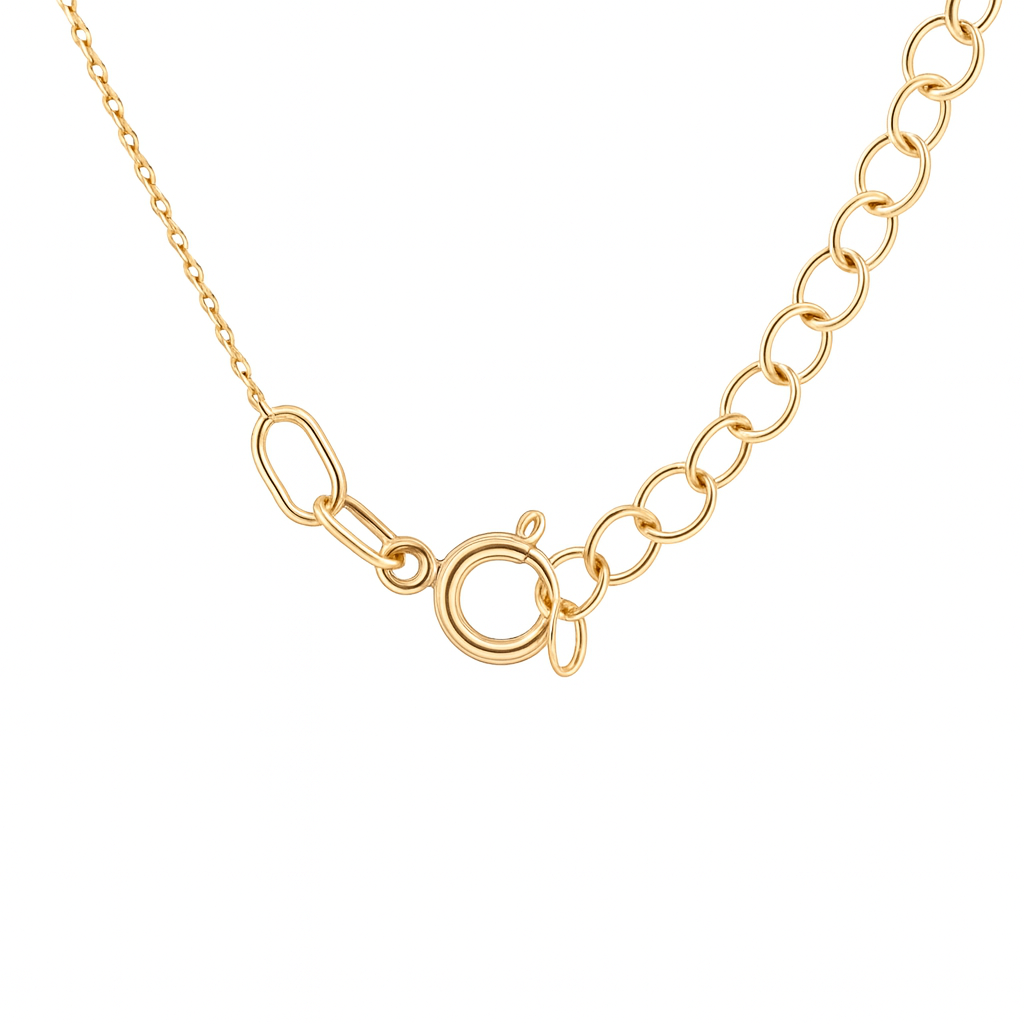 Geltono aukso grandinėlė su apvaliu pakabuku ir 13 deimantų, 0.065 ct – ADORO juvelyrika