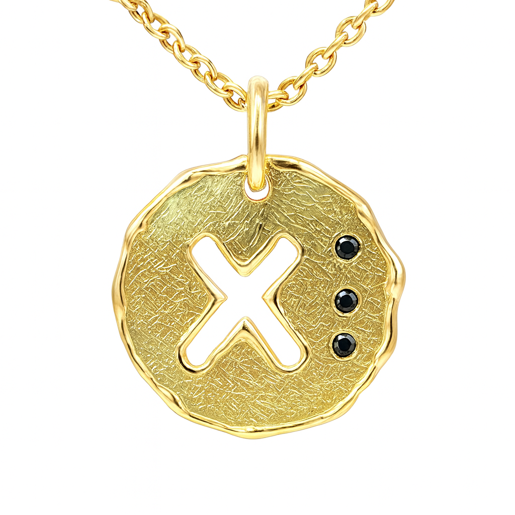 Prabangus 585 prabos geltono aukso pakabukas su juodais deimantais