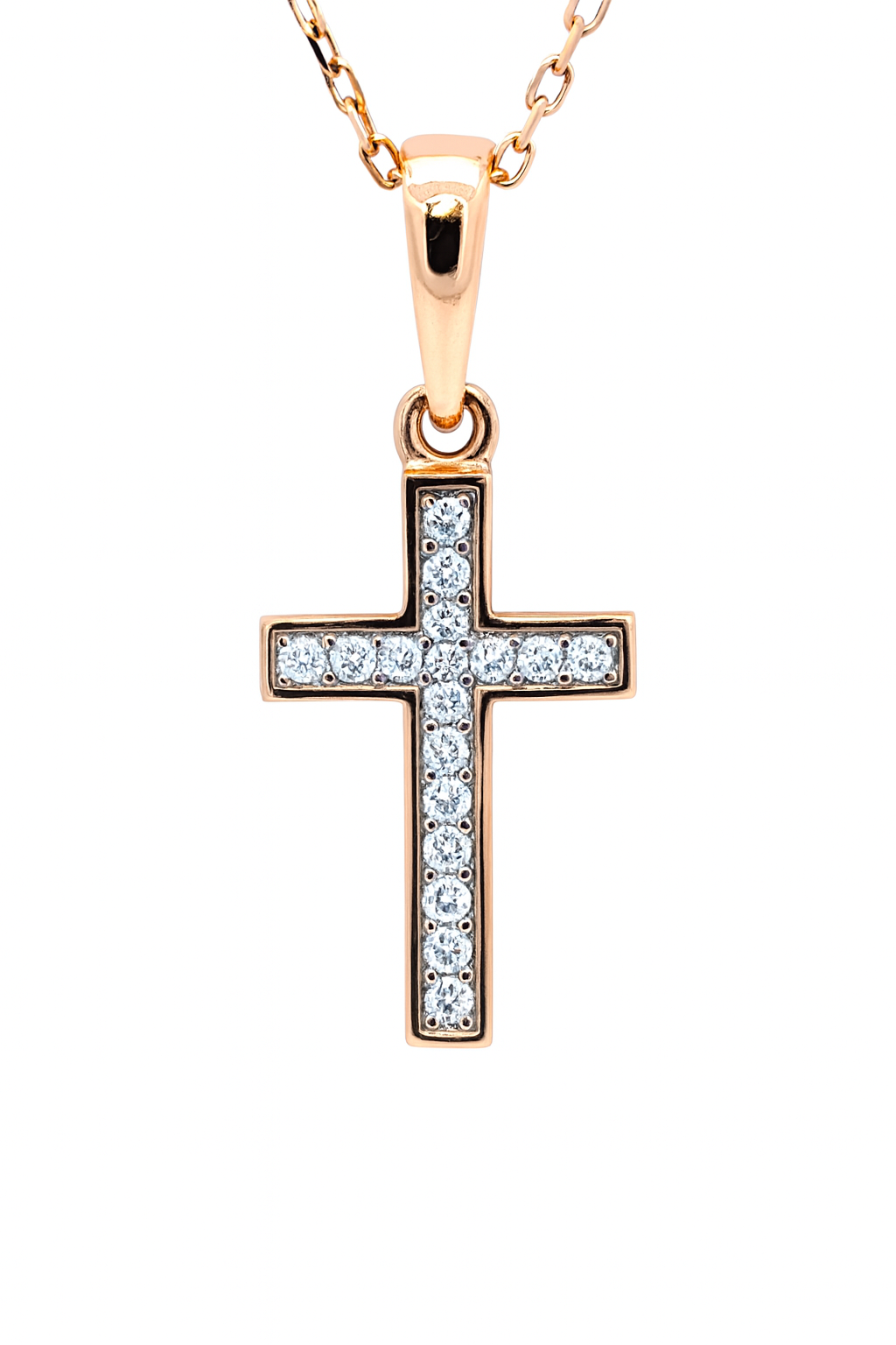 585 prabos raudono aukso kryželis su briliantais, 0.70 g – ADORO juvelyrika