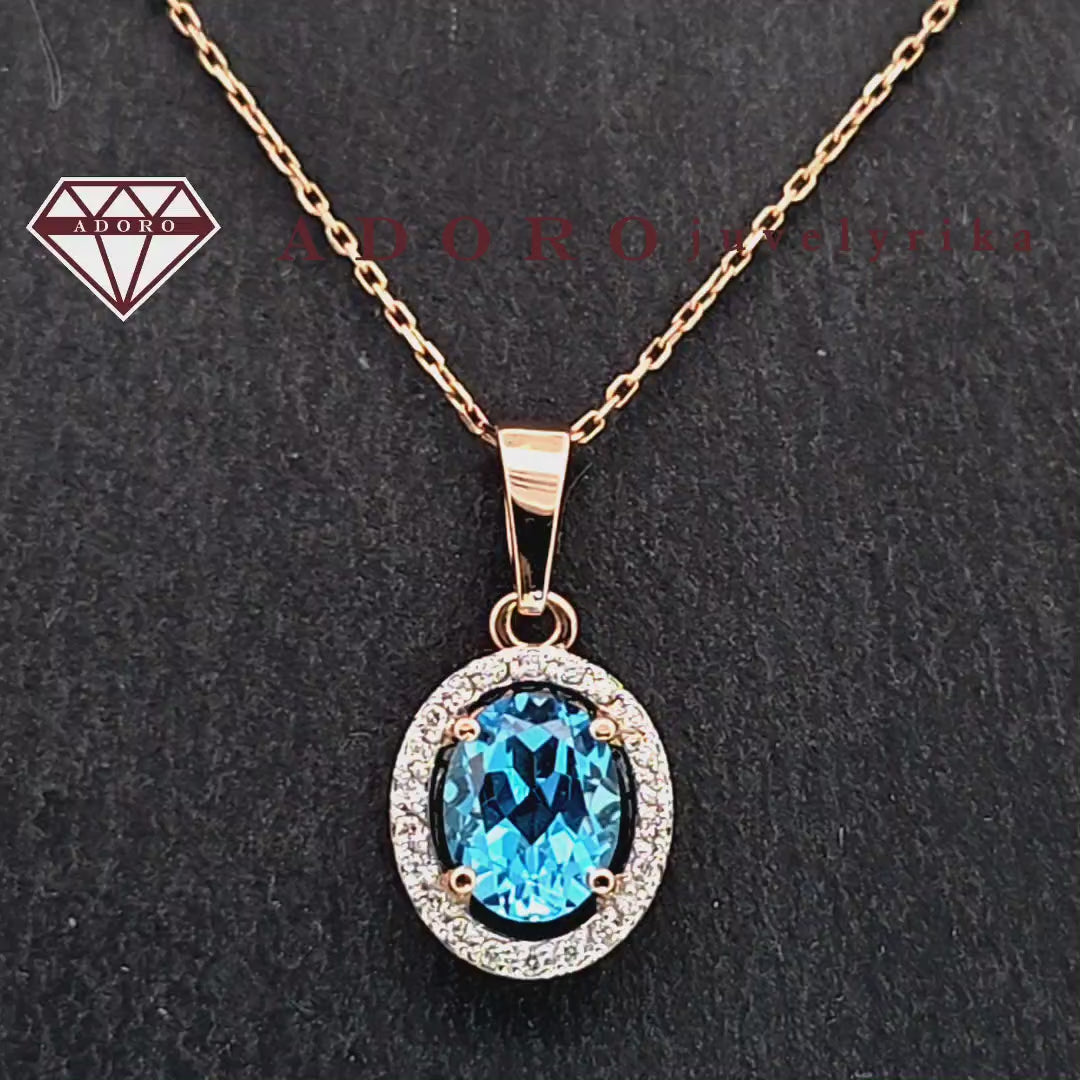 Baltas auksinis pakabukas su Šveicarišku topazu ir 22 deimantais, 1.9 g – ADORO juvelyrika