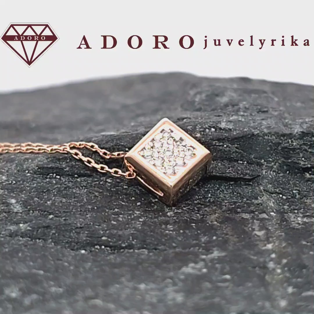 Rožinio aukso pakabukas su deimantais – ADORO juvelyrika