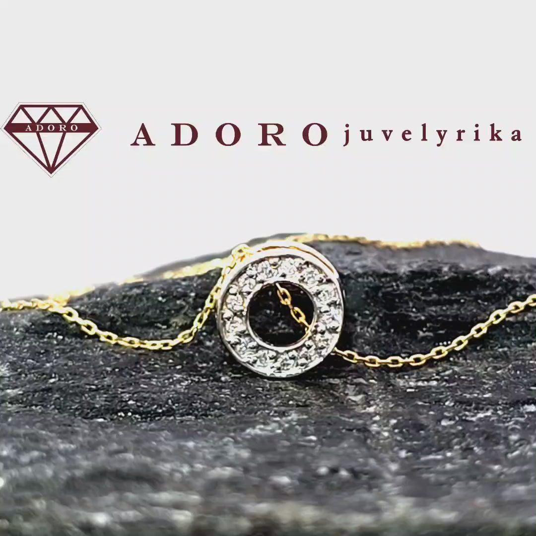 585 prabos geltono aukso kaklo papuošalas su briliantais, 1.58 g – ADORO juvelyrika