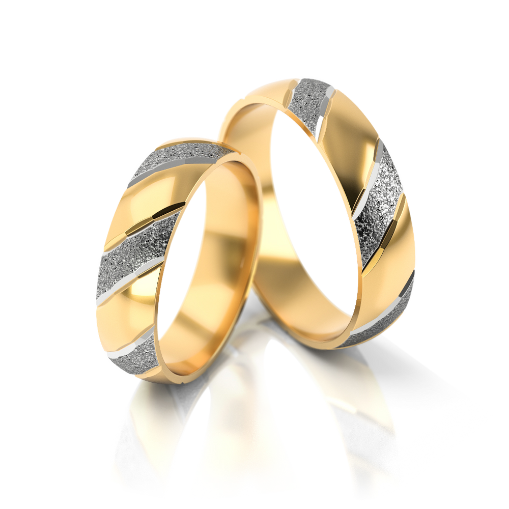 Vestuviniai žiedai geltono ir balto aukso, 4.3 mm pločio