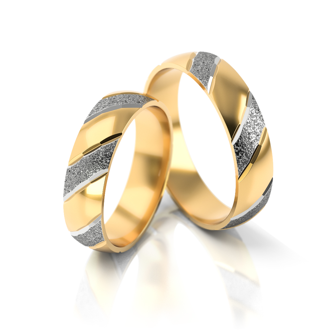 Vestuviniai žiedai geltono ir balto aukso, 4.3 mm pločio