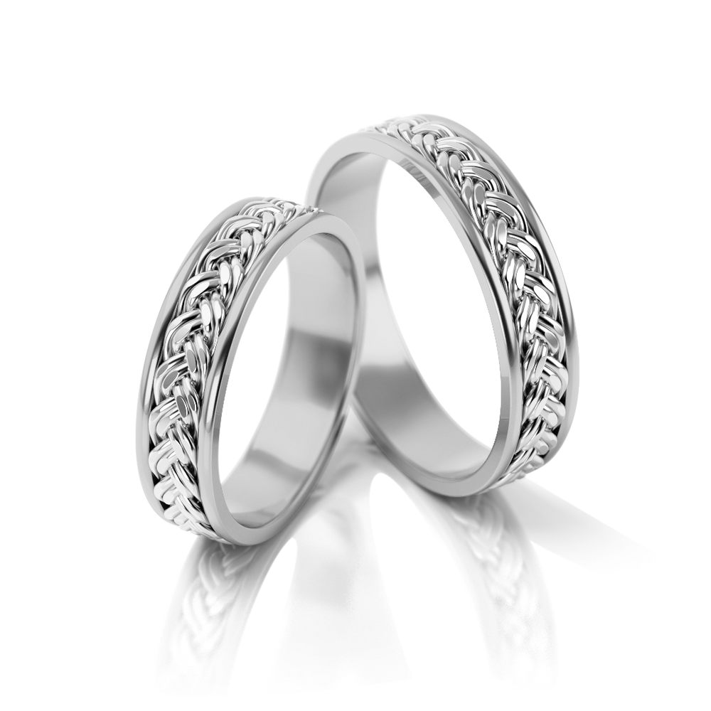 
                  
                    Dviejų spalvų vestuviniai žiedai su pintu raštu (5 mm)
                  
                