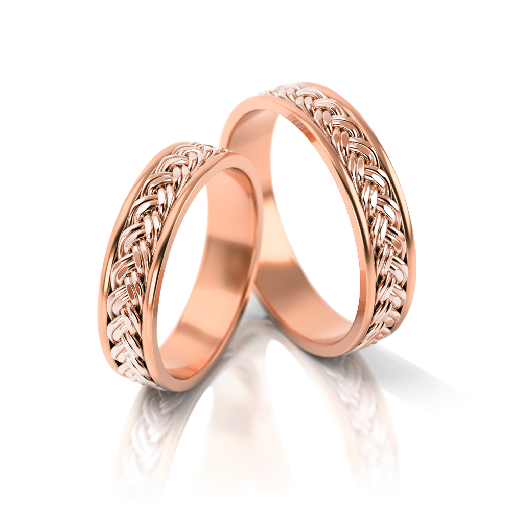 
                  
                    Dviejų spalvų vestuviniai žiedai su pintu raštu (5 mm)
                  
                