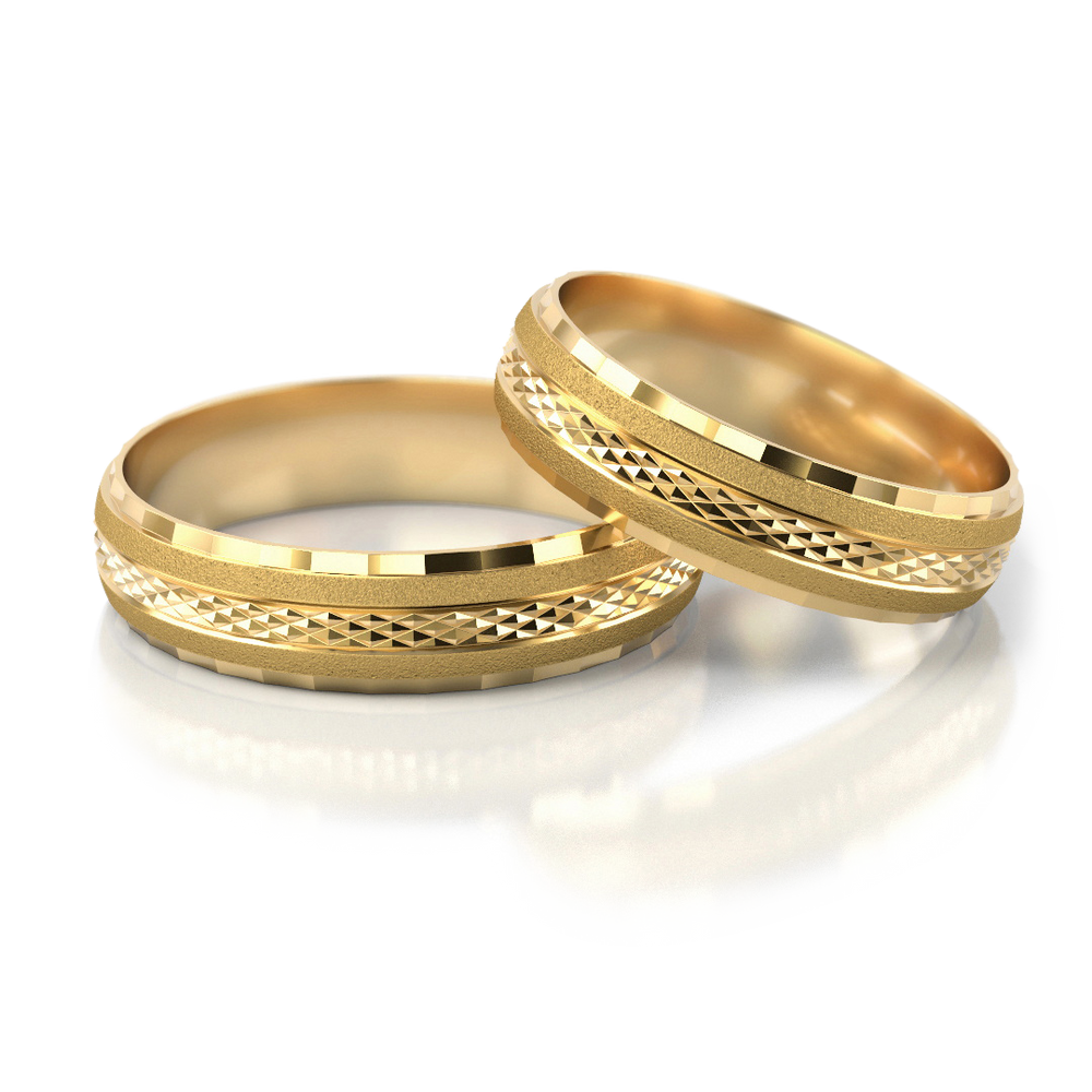 585 prabos vestuviniai žiedai su klasikiniais blizgiais kraštais – ADORO