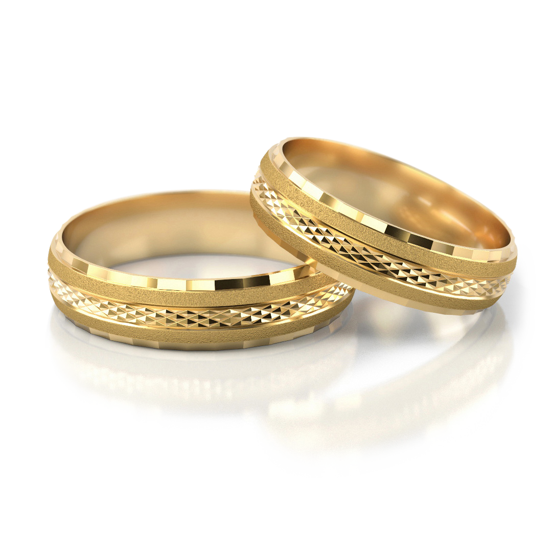 585 prabos vestuviniai žiedai su klasikiniais blizgiais kraštais – ADORO