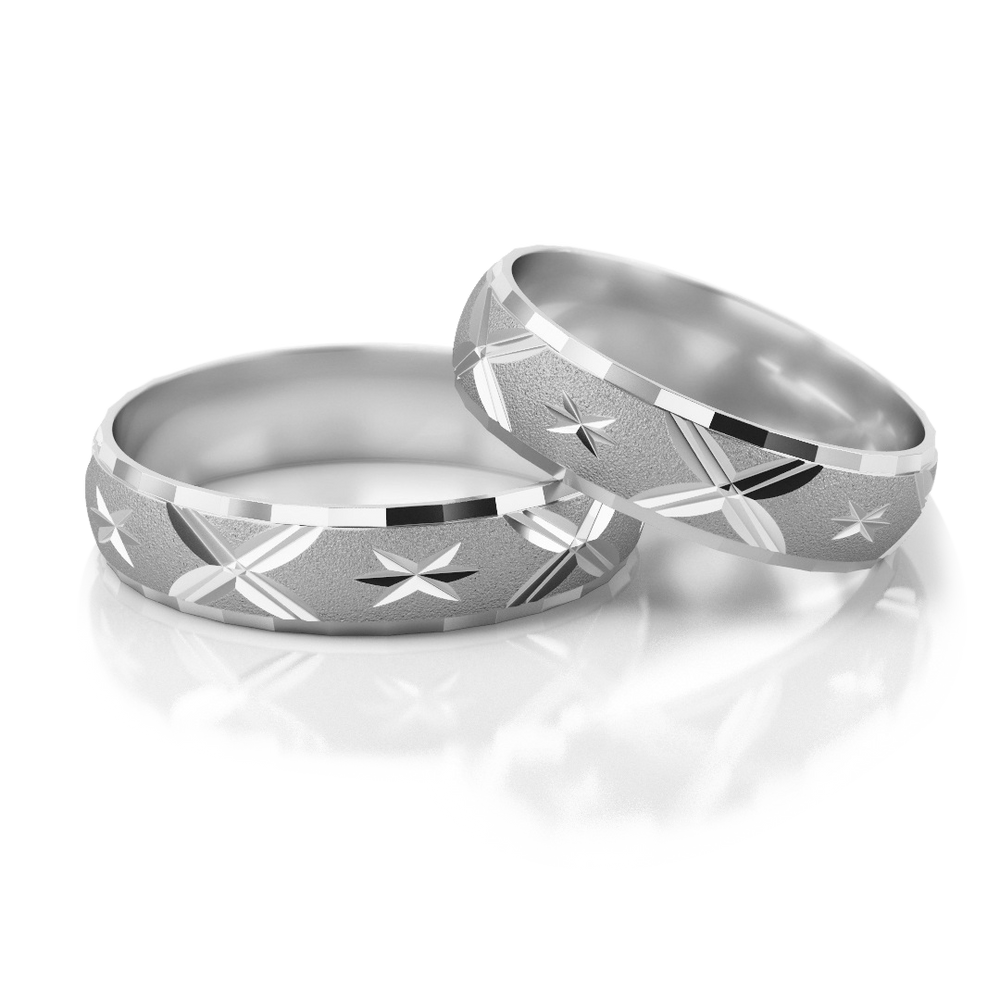 
                  
                    Graviruoti vestuviniai žiedai su žvaigždės motyvu (5 mm)
                  
                