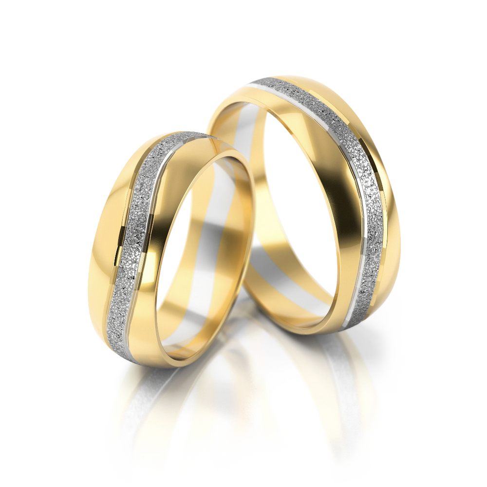 Vestuviniai žiedai geltono ir balto aukso, 6 mm pločio