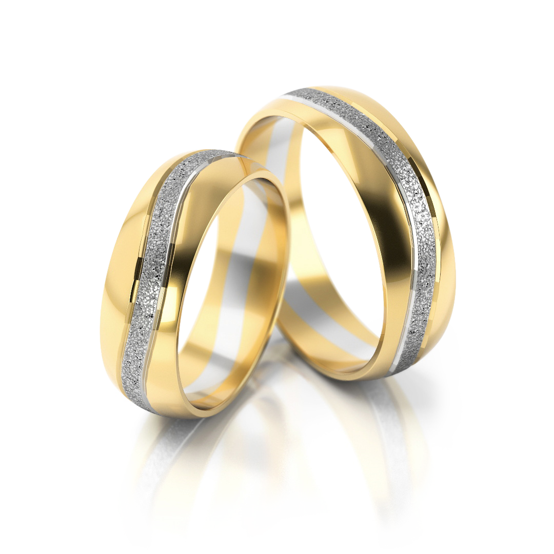 Vestuviniai žiedai geltono ir balto aukso, 6 mm pločio