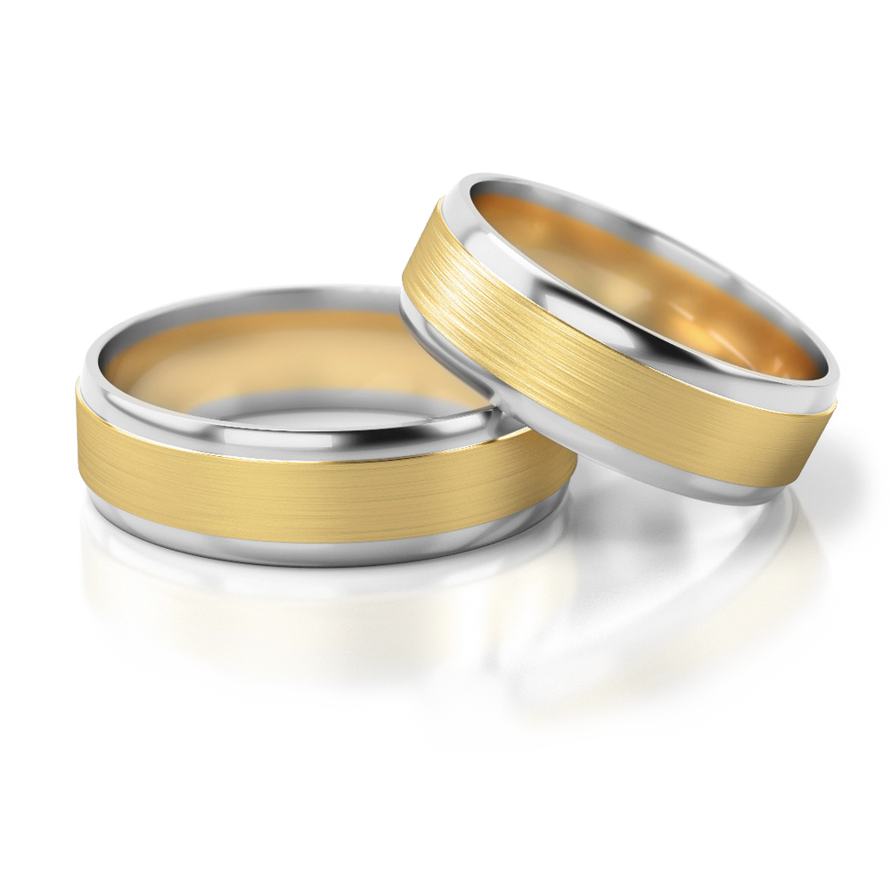 
                  
                    Vestuviniai žiedai geltono ir balto aukso, 6.5 mm pločio
                  
                