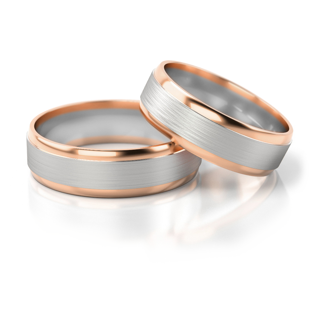 
                  
                    Vestuviniai žiedai geltono ir balto aukso, 6.5 mm pločio
                  
                