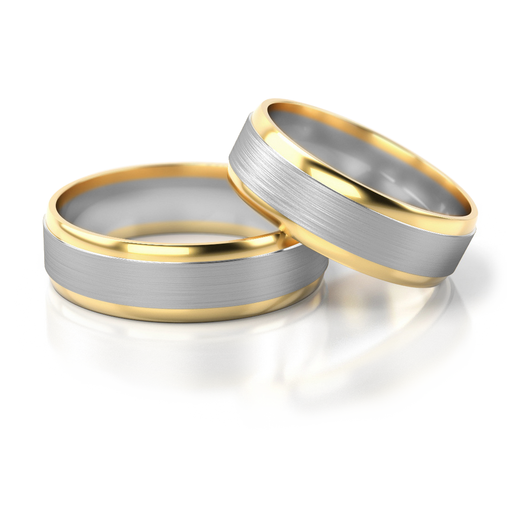 Vestuviniai žiedai geltono ir balto aukso, 6.5 mm pločio