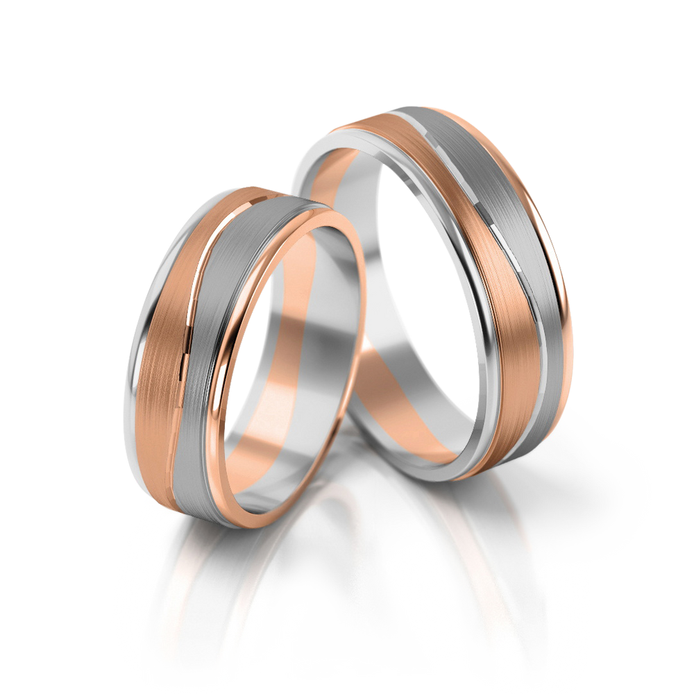 
                  
                    Vestuviniai žiedai geltono ir balto aukso, 6 mm pločio
                  
                