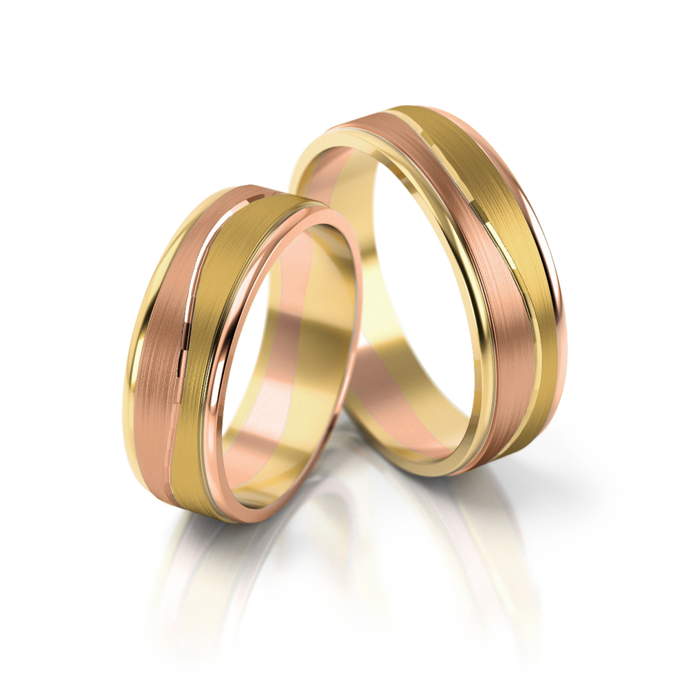 
                  
                    Vestuviniai žiedai geltono ir balto aukso, 6 mm pločio
                  
                