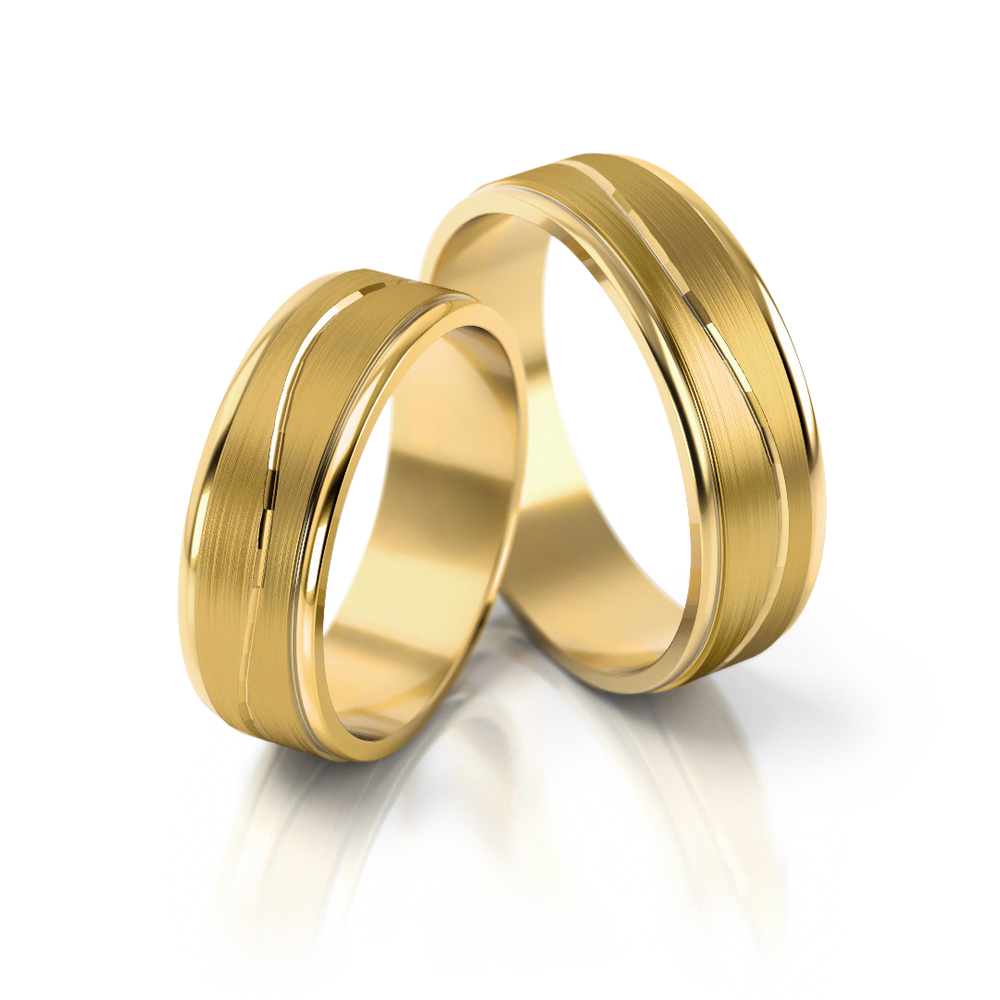 
                  
                    Vestuviniai žiedai geltono ir balto aukso, 6 mm pločio
                  
                