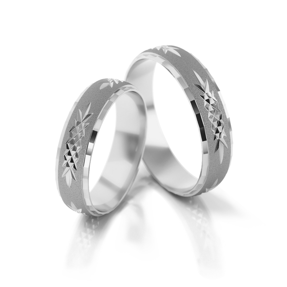 
                  
                    Klasikiniai matiniai vestuviniai žiedai su žvaigždės raštu (5 mm)
                  
                