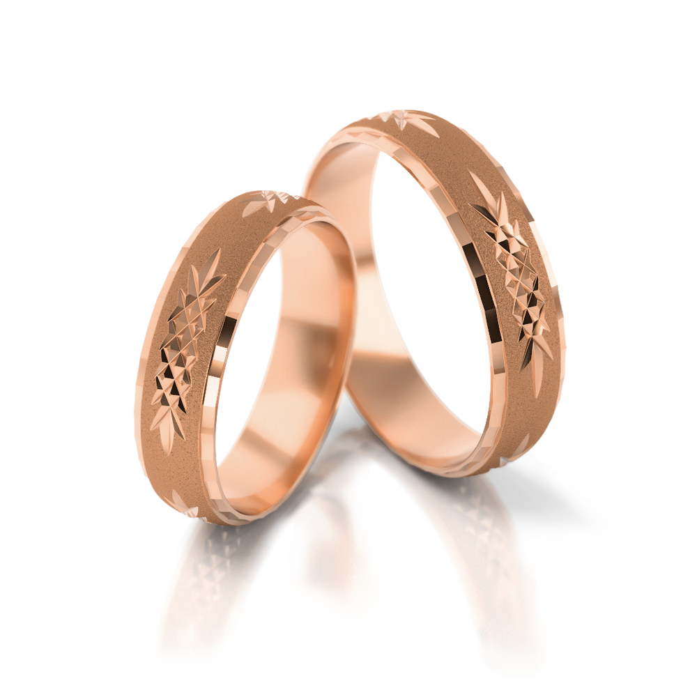 
                  
                    Klasikiniai matiniai vestuviniai žiedai su žvaigždės raštu (5 mm)
                  
                