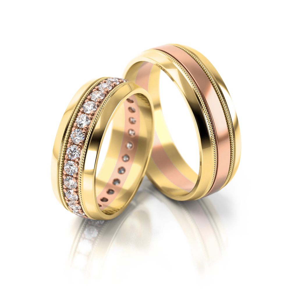 
                  
                    Dviejų spalvų vestuviniai žiedai su briliantais (6.5 mm)
                  
                