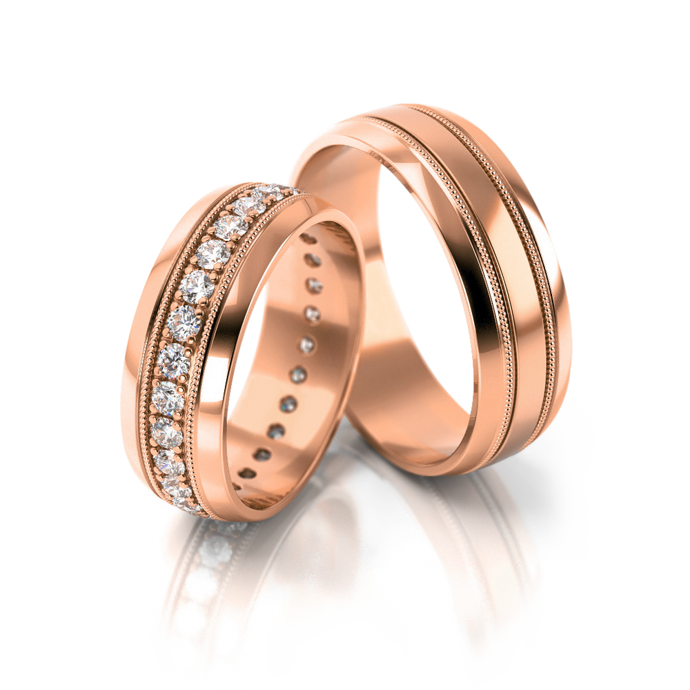 
                  
                    Dviejų spalvų vestuviniai žiedai su briliantais (6.5 mm)
                  
                