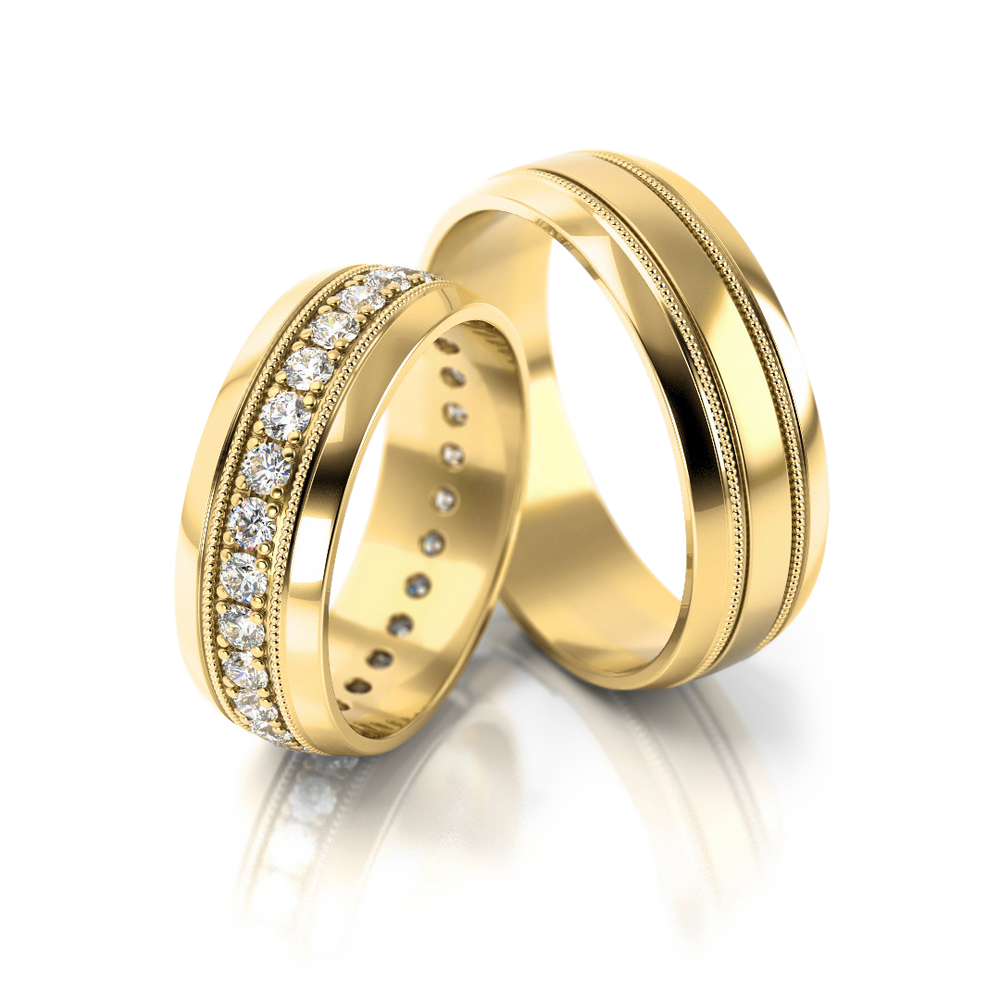 
                  
                    Dviejų spalvų vestuviniai žiedai su briliantais (6.5 mm)
                  
                