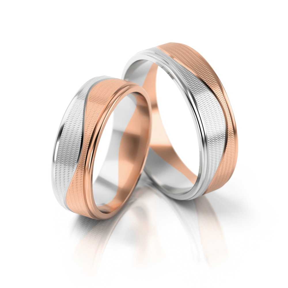 
                  
                    Vestuviniai žiedai geltono ir balto aukso, 6 mm pločio
                  
                