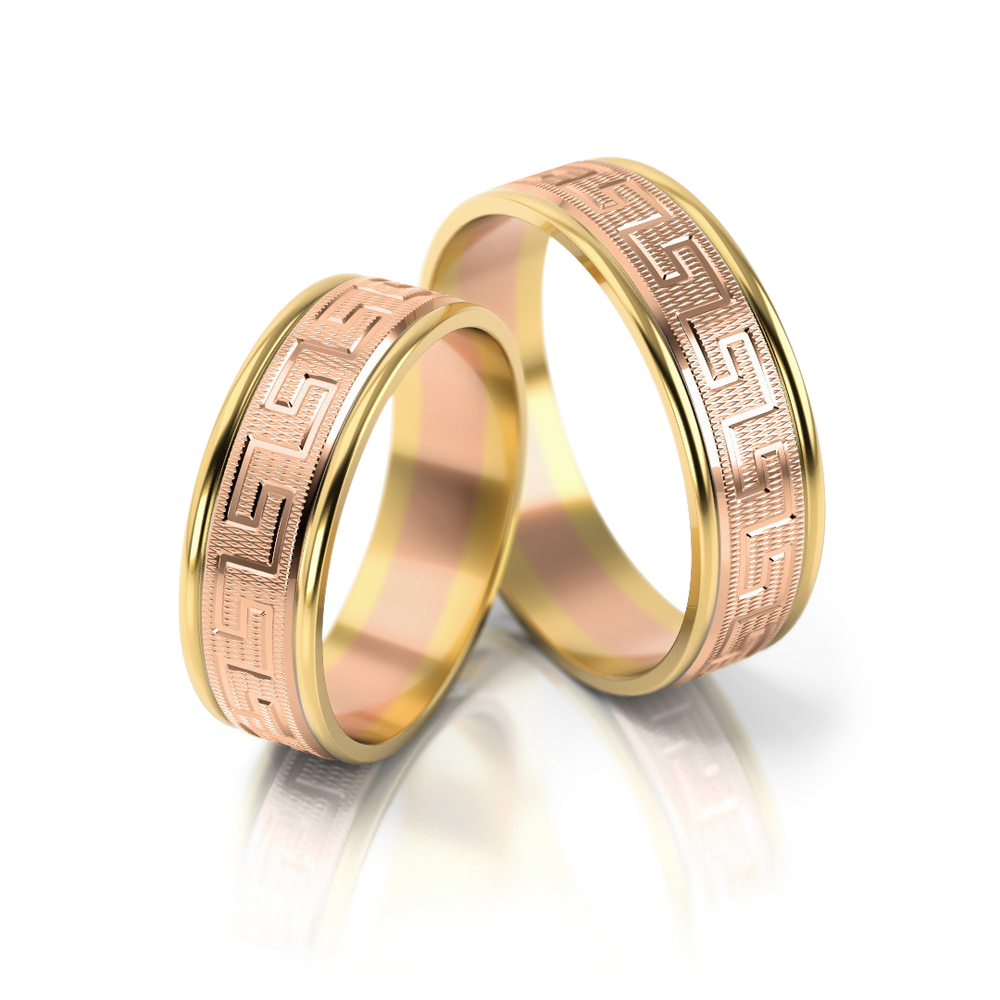 
                  
                    Dviejų spalvų vestuviniai žiedai su klasikiniu raštu (6 mm)
                  
                