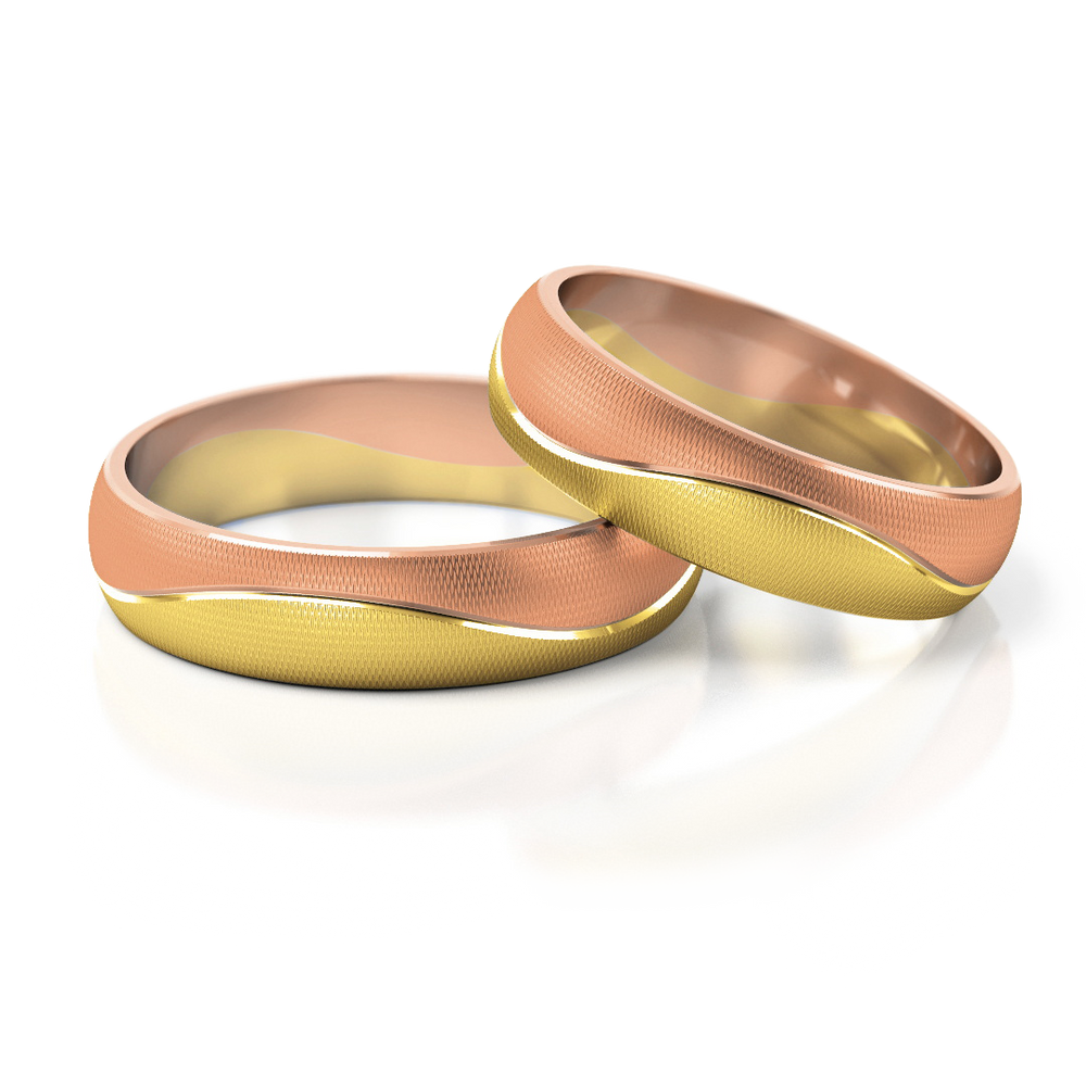 
                  
                    Vestuviniai žiedai – geltonas ir baltas auksas, 5 mm pločio
                  
                