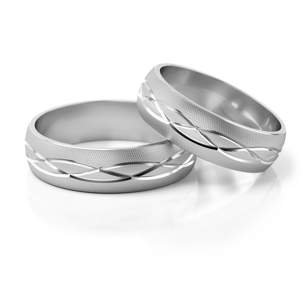 
                  
                    Dviejų spalvų vestuviniai žiedai su įstrižiniu raštu (5.7 mm)
                  
                