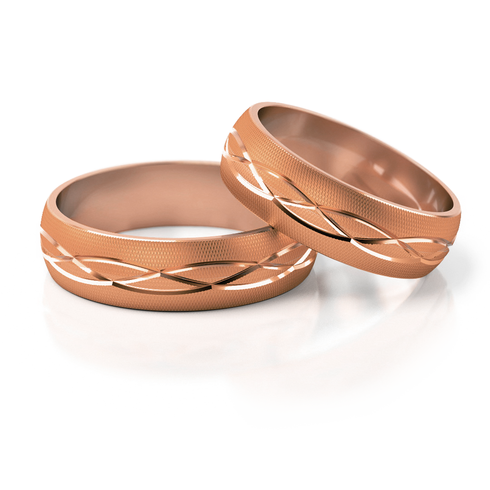 
                  
                    Dviejų spalvų vestuviniai žiedai su įstrižiniu raštu (5.7 mm)
                  
                