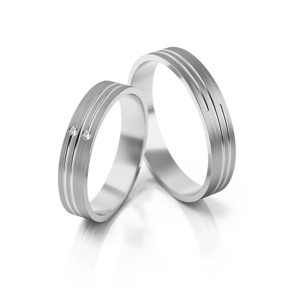 
                  
                    Vestuviniai žiedai geltono aukso su deimantais, 4 mm pločio
                  
                