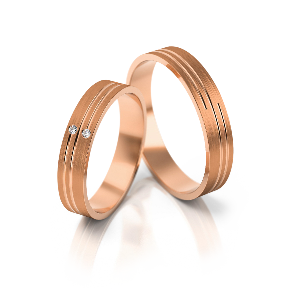 
                  
                    Vestuviniai žiedai geltono aukso su deimantais, 4 mm pločio
                  
                