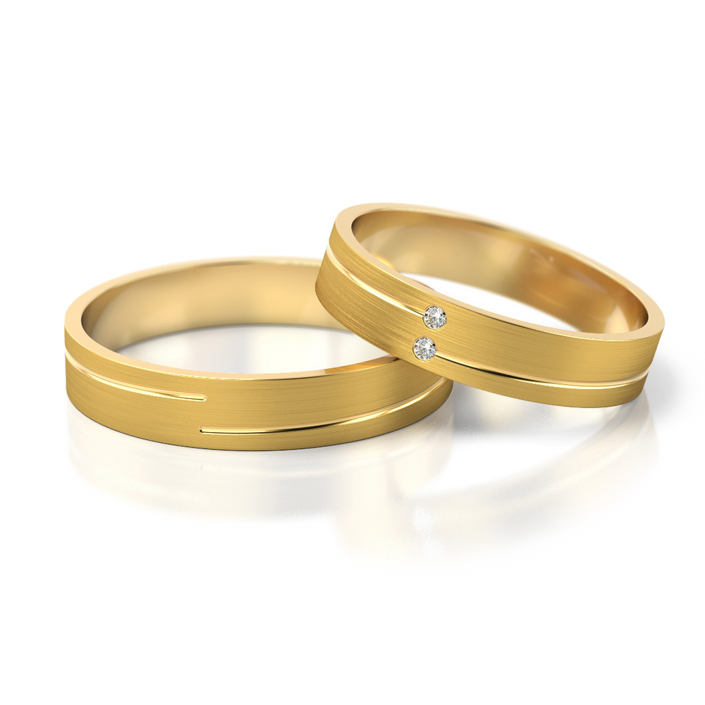 585 prabos geltono aukso vestuviniai žiedai su deimantais – ADORO juvelyrika