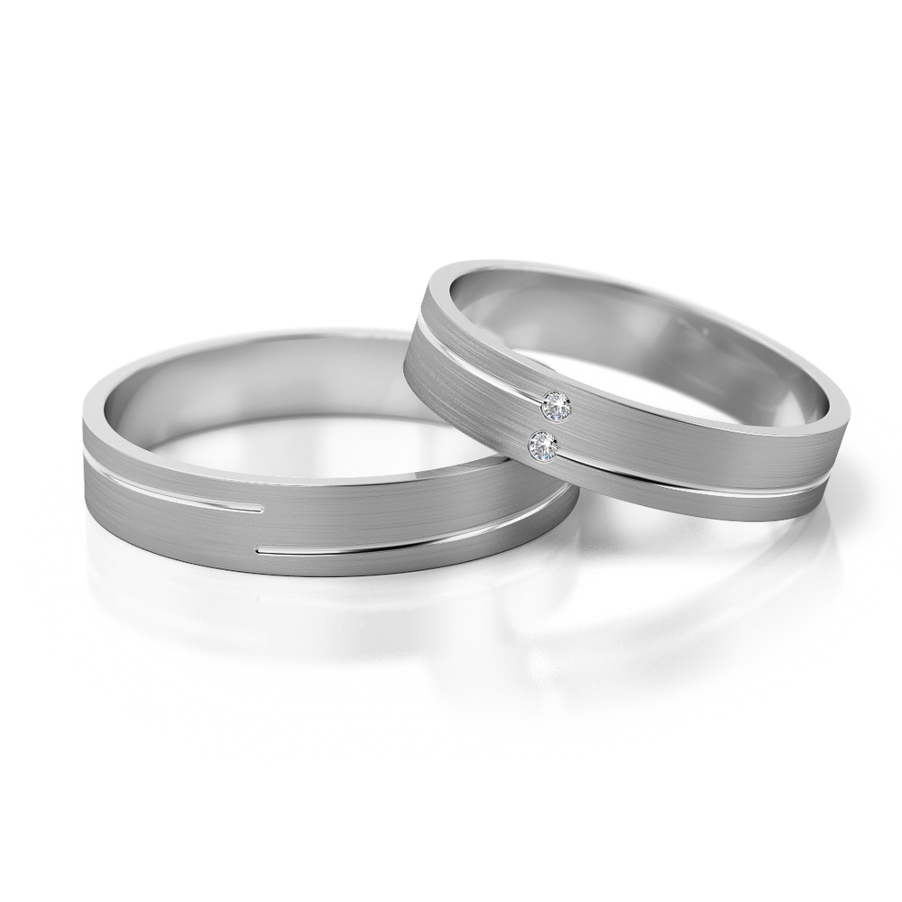 
                  
                    Vestuviniai žiedai – geltonas auksas su deimantais, 4 mm pločio
                  
                