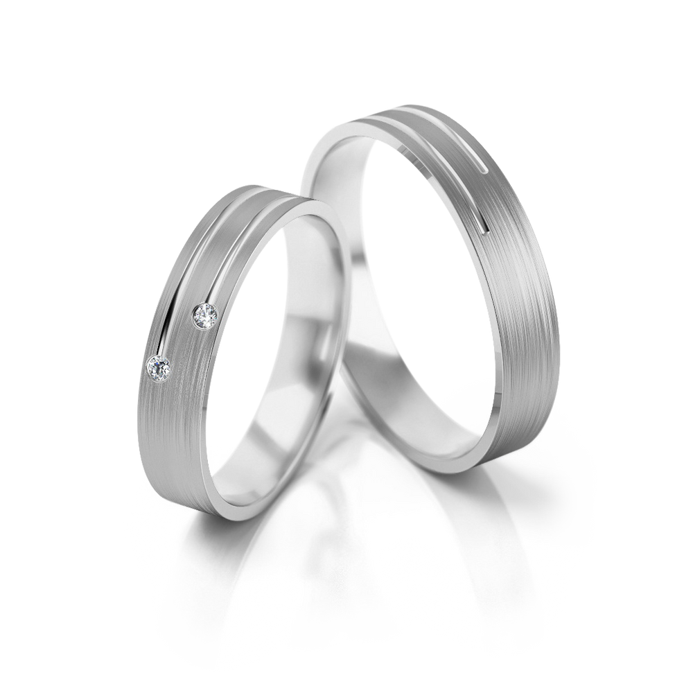 
                  
                    Vestuviniai žiedai – dviejų spalvų auksas su deimantais, 4 mm pločio
                  
                