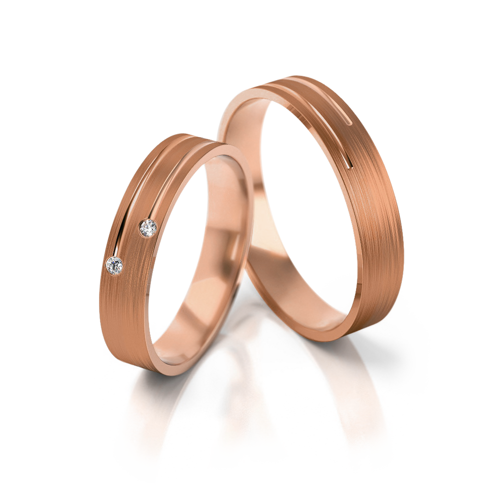 
                  
                    Vestuviniai žiedai – dviejų spalvų auksas su deimantais, 4 mm pločio
                  
                