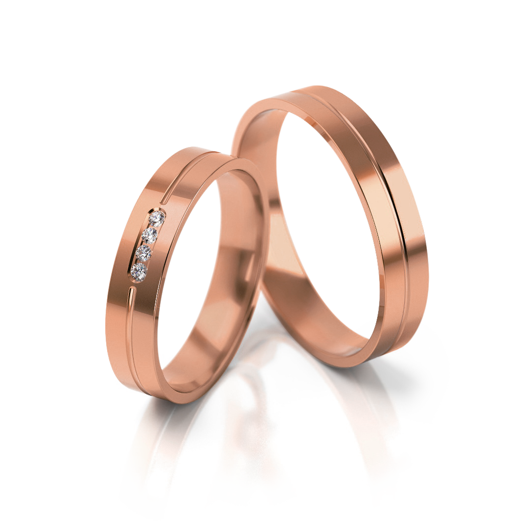 Dviejų spalvų vestuviniai žiedai su deimantu (4 mm)