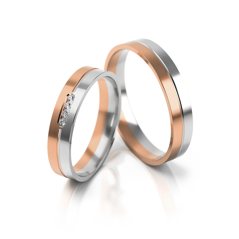 
                  
                    Dviejų spalvų vestuviniai žiedai su deimantu (4 mm)
                  
                