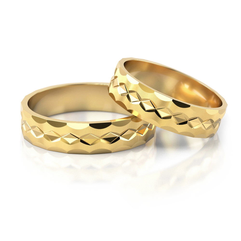 585 prabos faktūriniai vestuviniai žiedai su šviesą atspindinčiu dizainu – ADORO