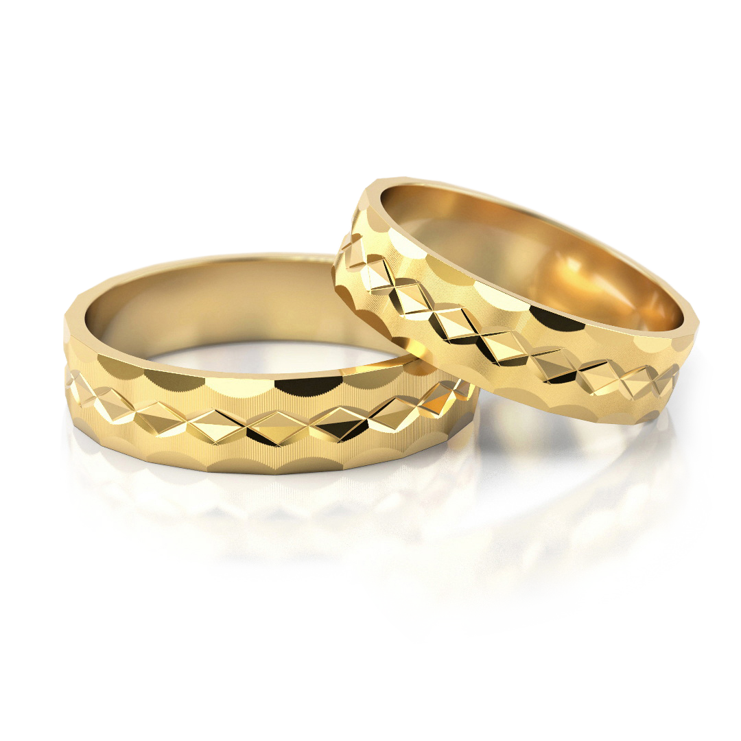 585 prabos faktūriniai vestuviniai žiedai su šviesą atspindinčiu dizainu – ADORO