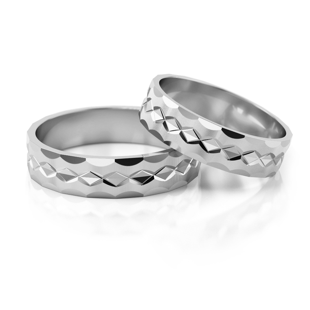 Faktūriniai vestuviniai žiedai su facetiniu paviršiumi g (5 mm)