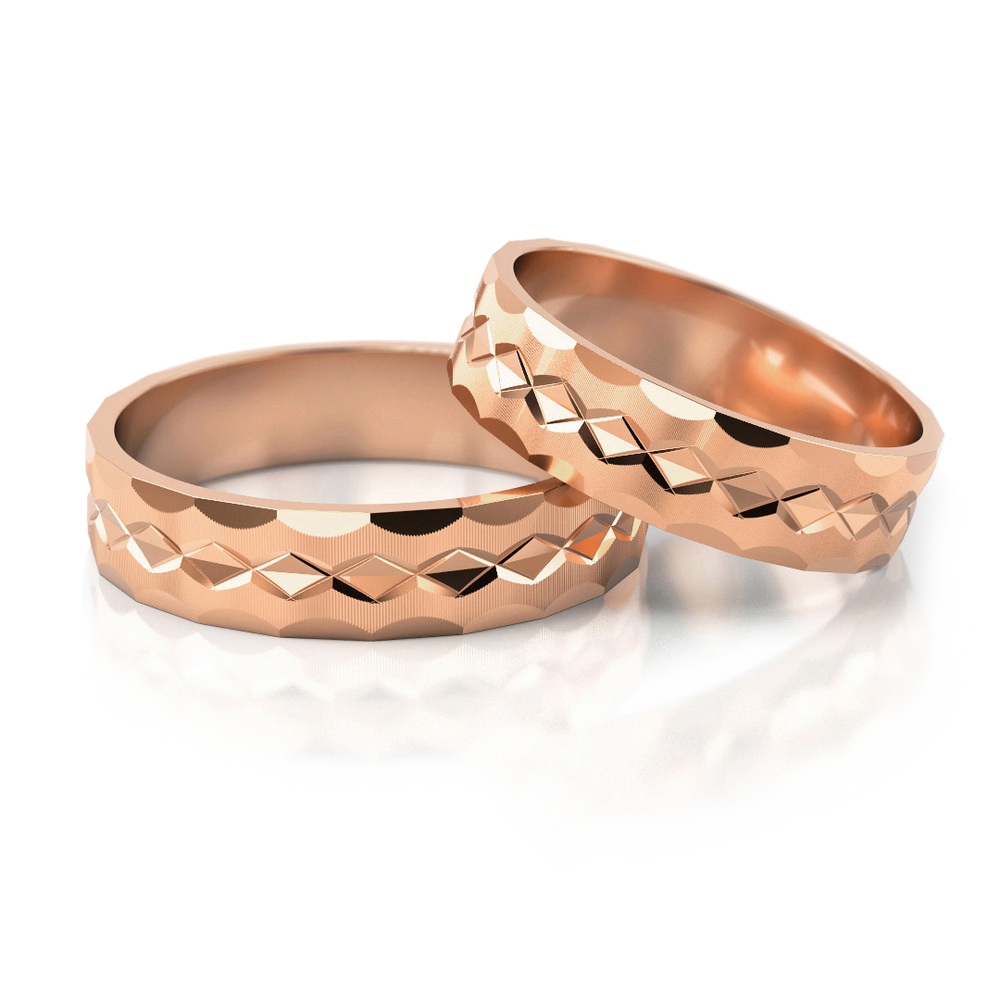 
                  
                    Faktūriniai vestuviniai žiedai su facetiniu paviršiumi g (5 mm)
                  
                