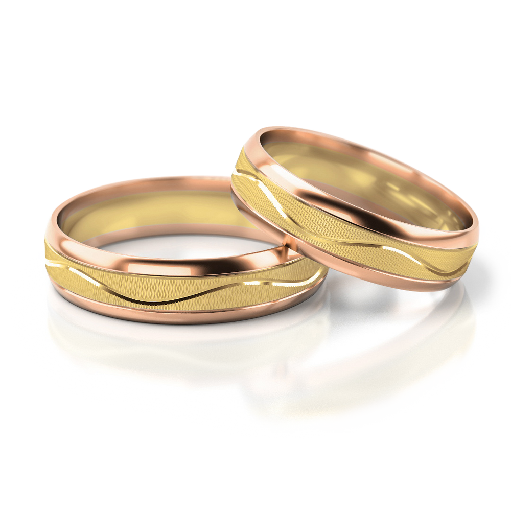 
                  
                    Vestuviniai žiedai geltono ir balto auksas, 5 mm pločio
                  
                