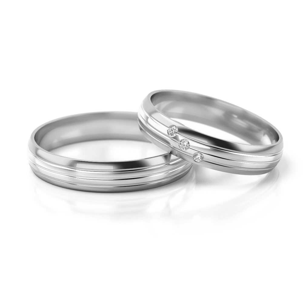 
                  
                    Dviejų spalvų vestuviniai žiedai su deimantais (4 mm)
                  
                