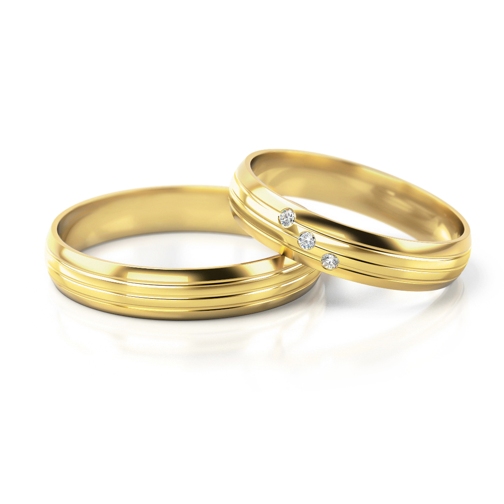 
                  
                    Dviejų spalvų vestuviniai žiedai su deimantais (4 mm)
                  
                