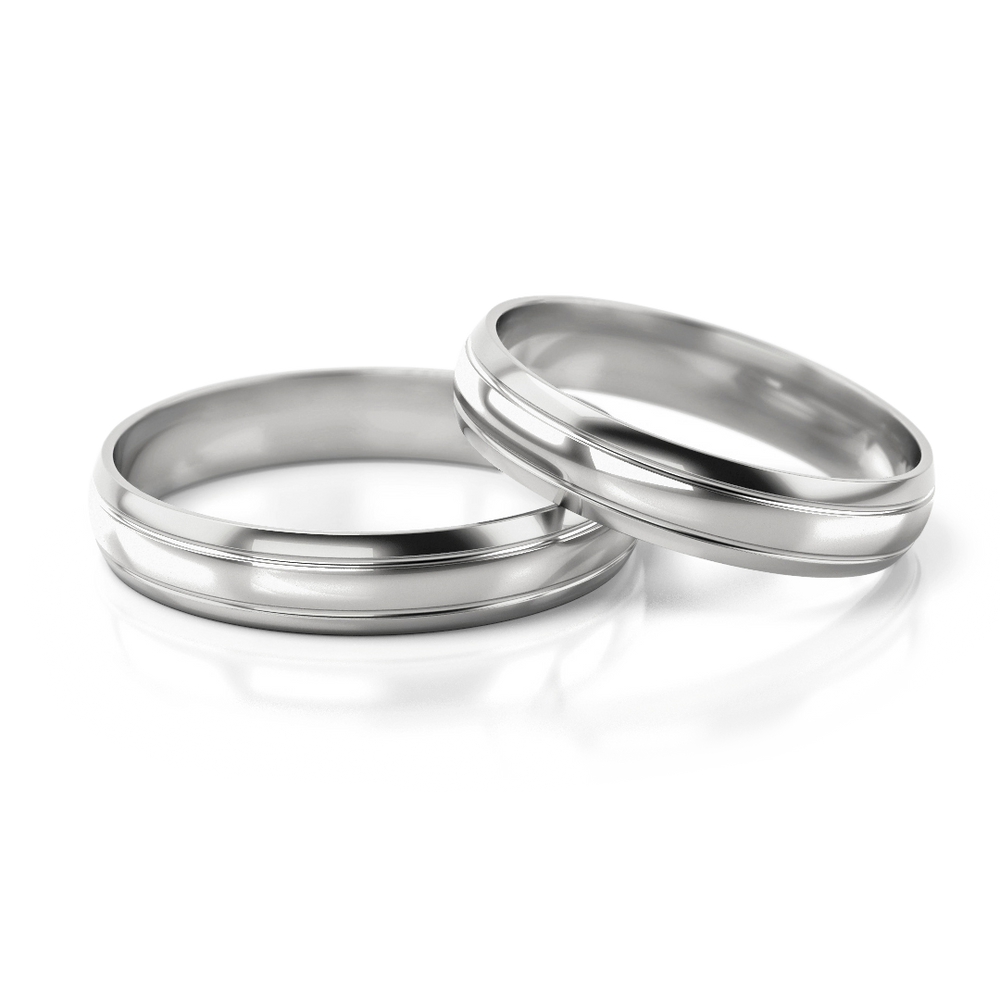 
                  
                    Vestuviniai žiedai – dviejų spalvų auksas, 4 mm pločio
                  
                