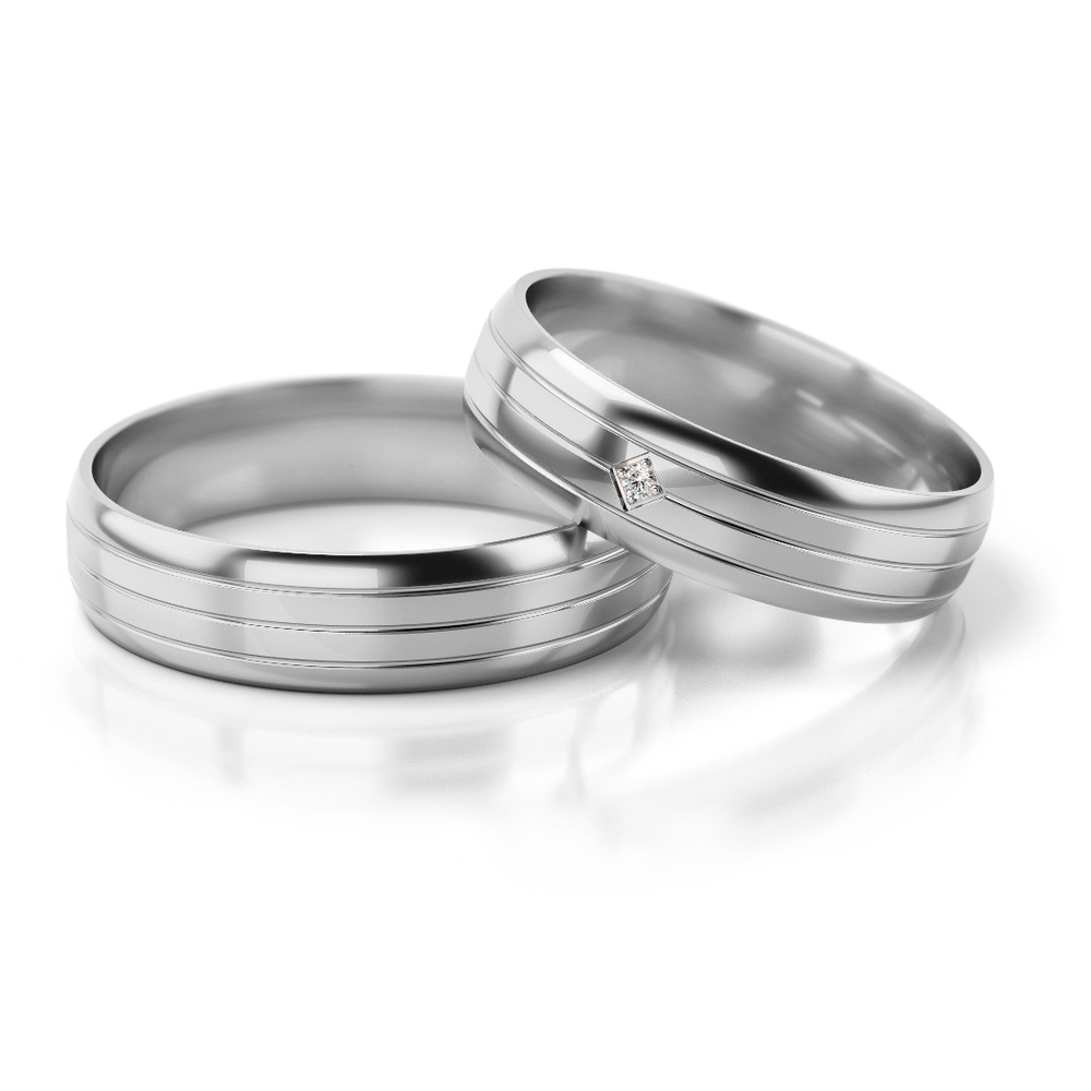 
                  
                    Dviejų spalvų vestuviniai žiedai su deimantu (5 mm)
                  
                