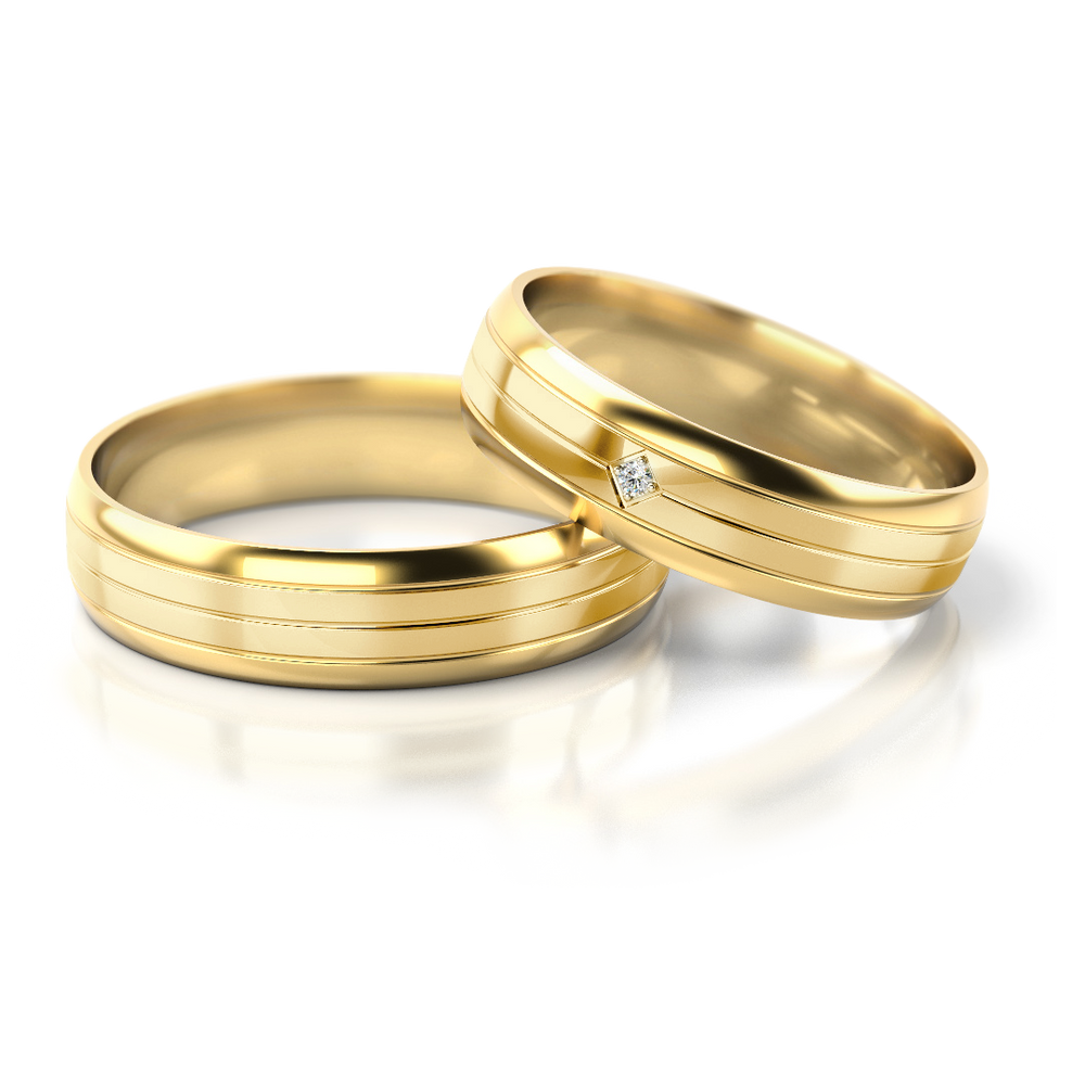 
                  
                    Dviejų spalvų vestuviniai žiedai su deimantu (5 mm)
                  
                