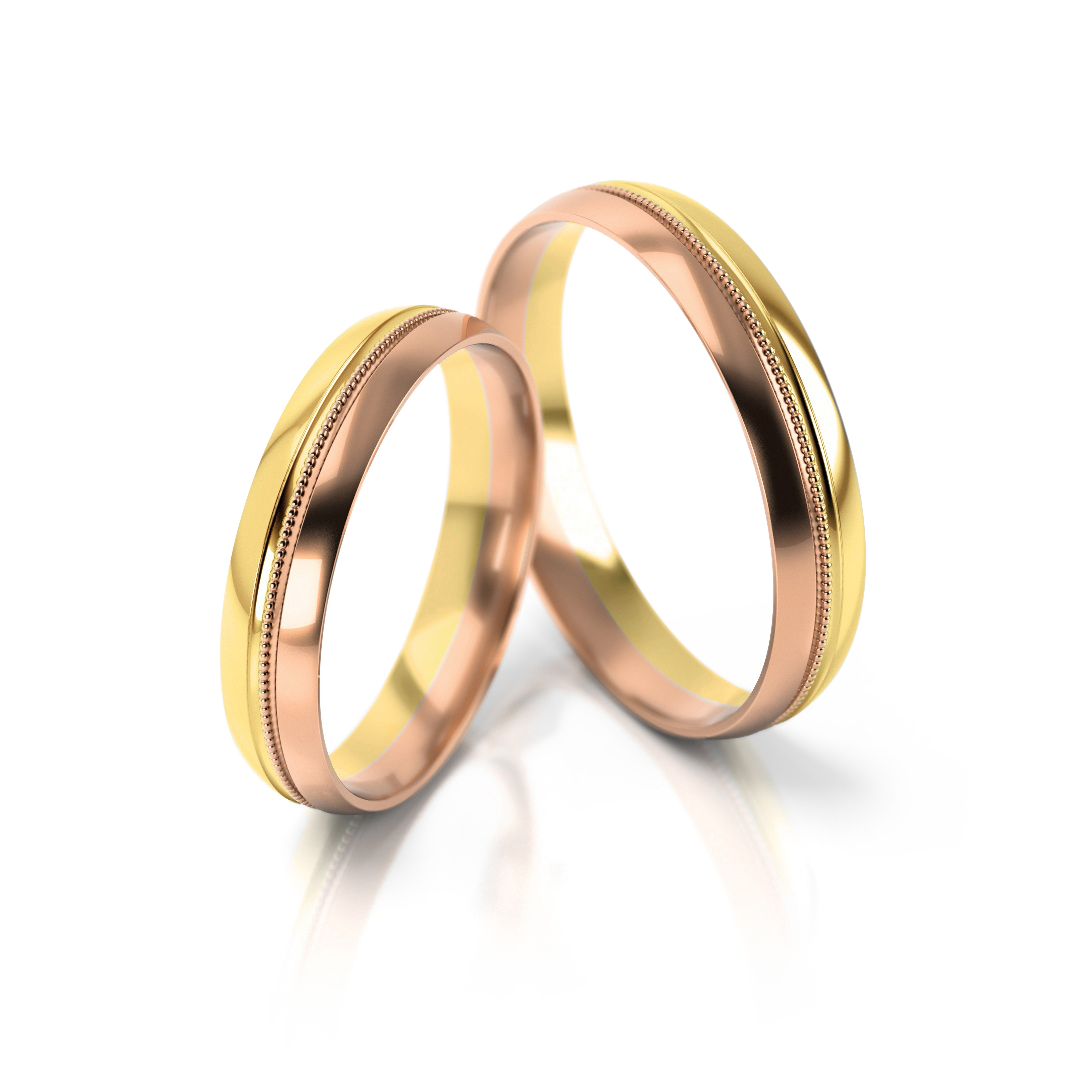 Dviejų spalvų vestuviniai žiedai (4 mm)